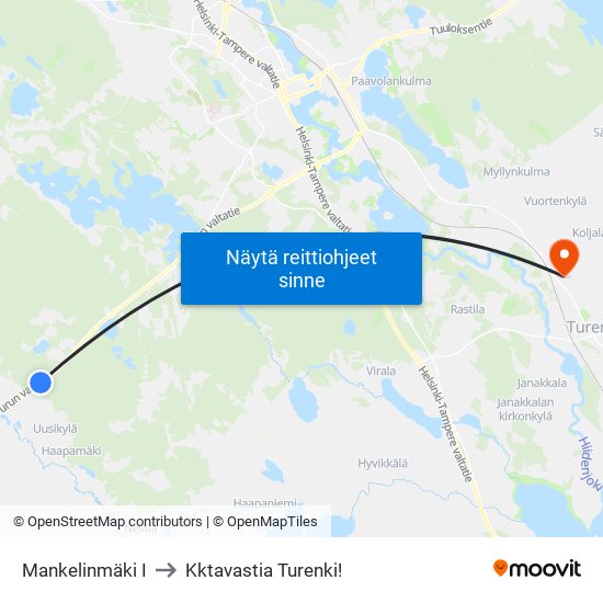 Mankelinmäki I to Kktavastia Turenki! map