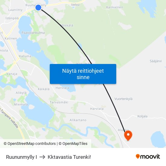 Ruununmylly I to Kktavastia Turenki! map