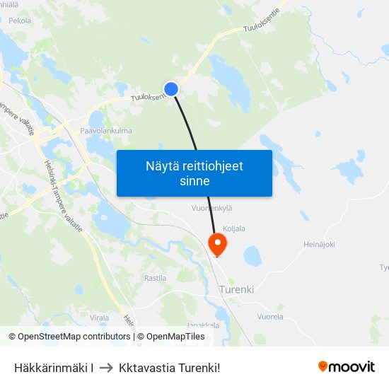 Häkkärinmäki I to Kktavastia Turenki! map