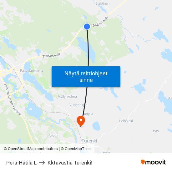 Perä-Hätilä L to Kktavastia Turenki! map
