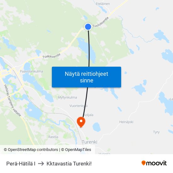 Perä-Hätilä I to Kktavastia Turenki! map
