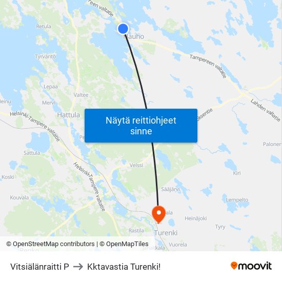 Vitsiälänraitti P to Kktavastia Turenki! map