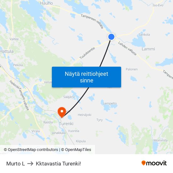 Murto L to Kktavastia Turenki! map