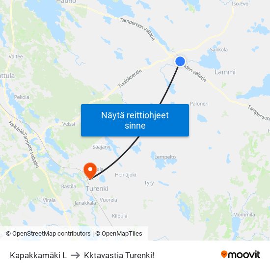 Kapakkamäki L to Kktavastia Turenki! map