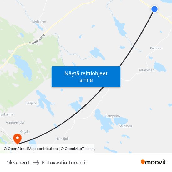 Oksanen L to Kktavastia Turenki! map