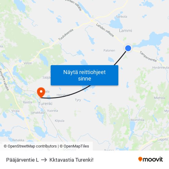 Pääjärventie L to Kktavastia Turenki! map