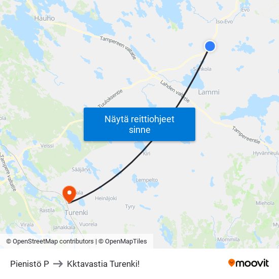 Pienistö P to Kktavastia Turenki! map