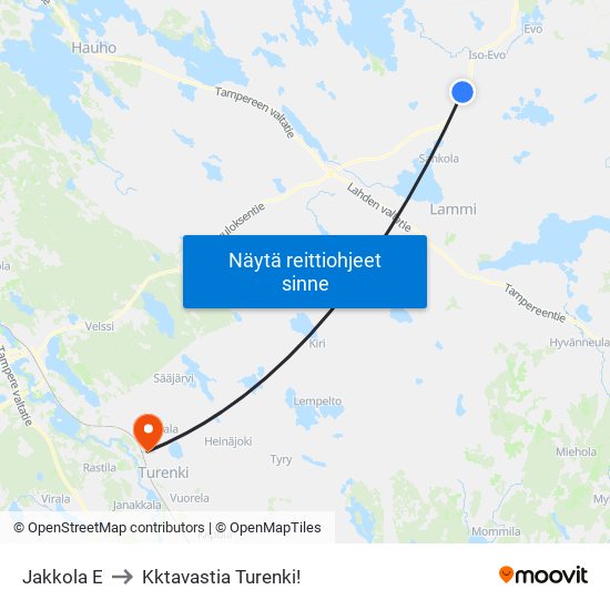 Jakkola E to Kktavastia Turenki! map