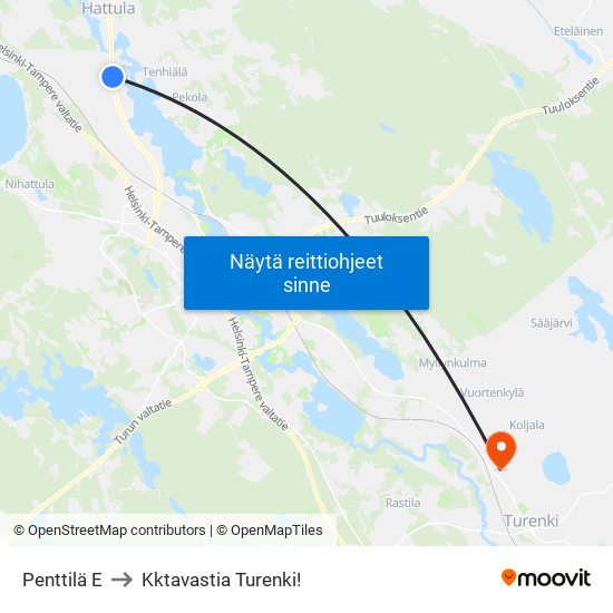 Penttilä E to Kktavastia Turenki! map