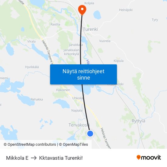 Mikkola E to Kktavastia Turenki! map