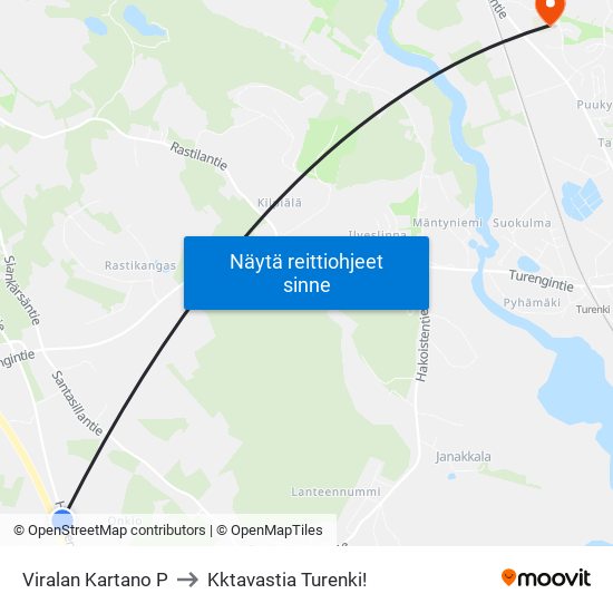 Viralan Kartano P to Kktavastia Turenki! map