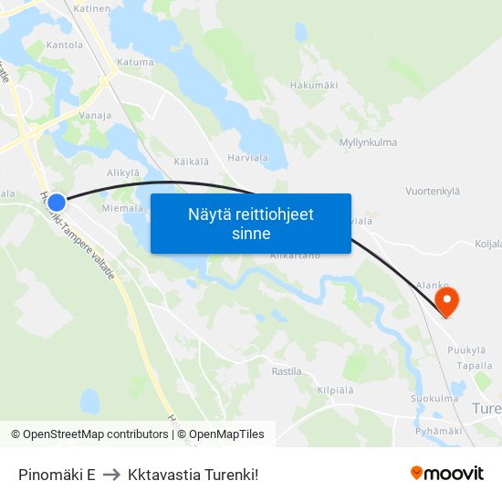 Pinomäki E to Kktavastia Turenki! map