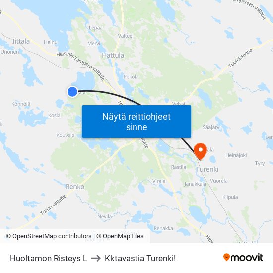 Huoltamon Risteys L to Kktavastia Turenki! map