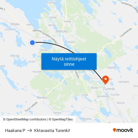 Haakana P to Kktavastia Turenki! map