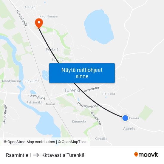 Raamintie I to Kktavastia Turenki! map