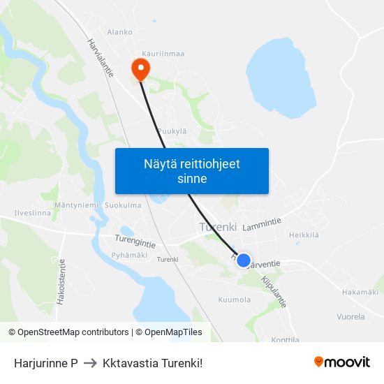 Harjurinne P to Kktavastia Turenki! map