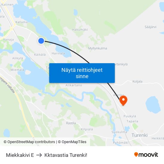 Miekkakivi E to Kktavastia Turenki! map