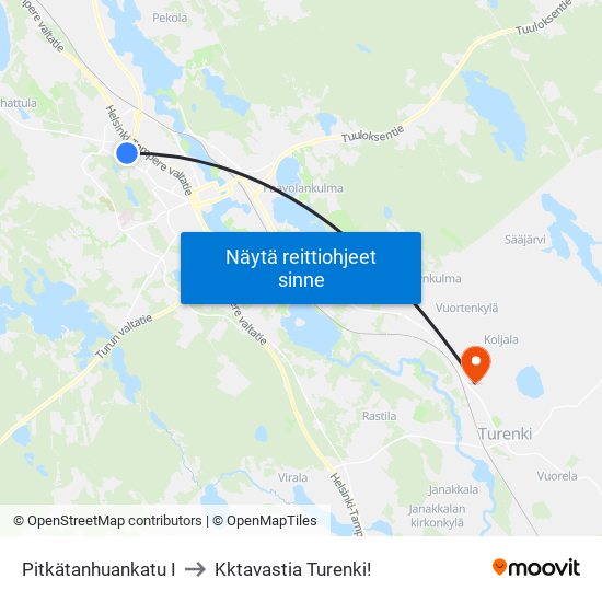 Pitkätanhuankatu I to Kktavastia Turenki! map