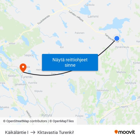 Käikäläntie I to Kktavastia Turenki! map