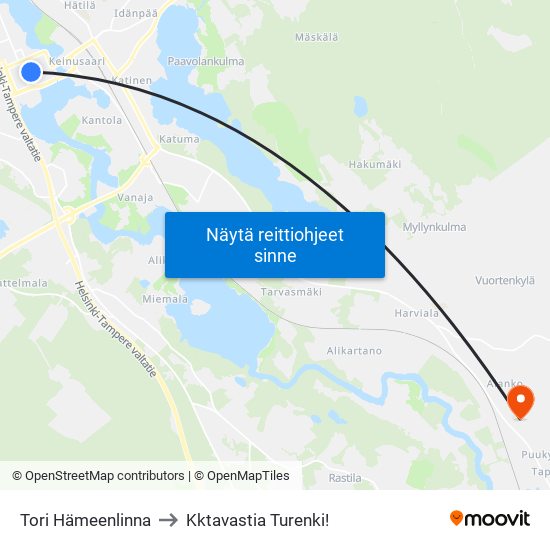 Tori Hämeenlinna to Kktavastia Turenki! map