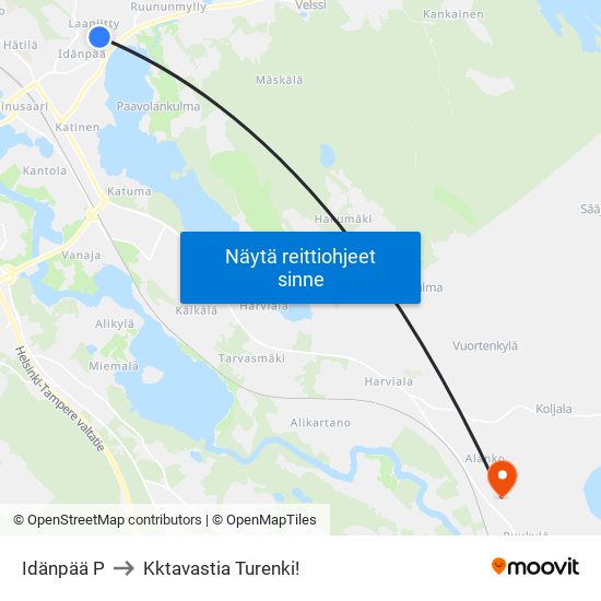 Idänpää P to Kktavastia Turenki! map