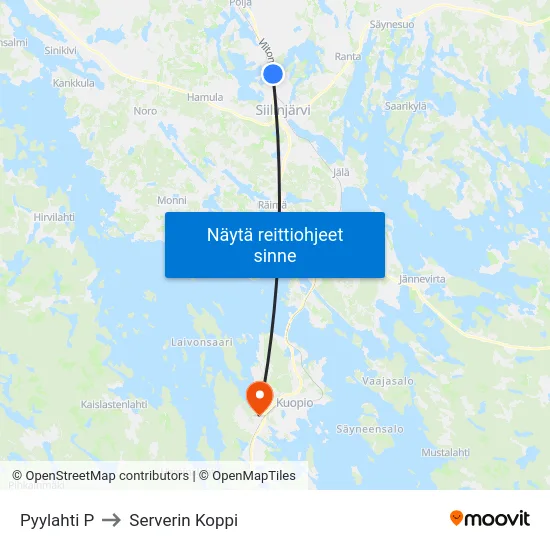Pyylahti P to Serverin Koppi map