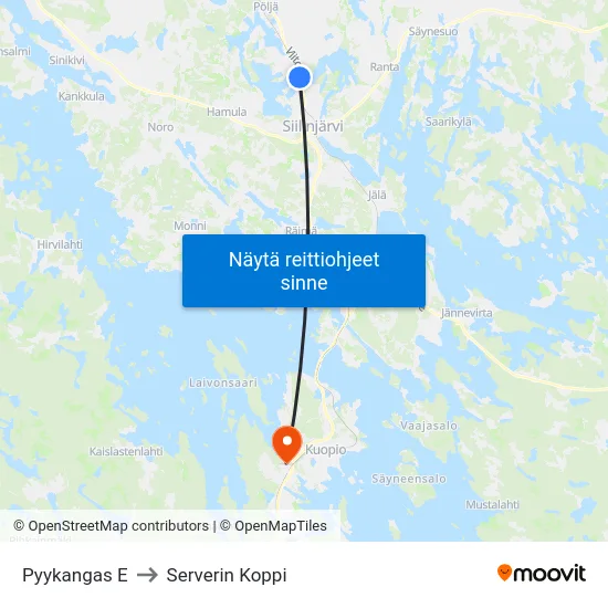 Pyykangas E to Serverin Koppi map