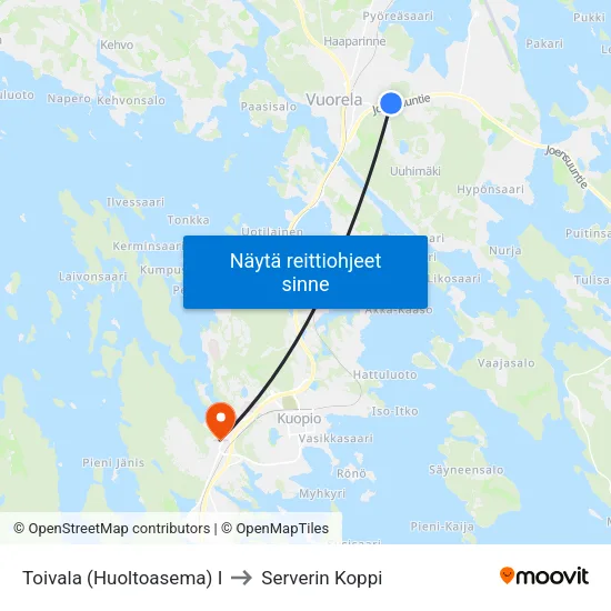 Toivala (Huoltoasema) I to Serverin Koppi map