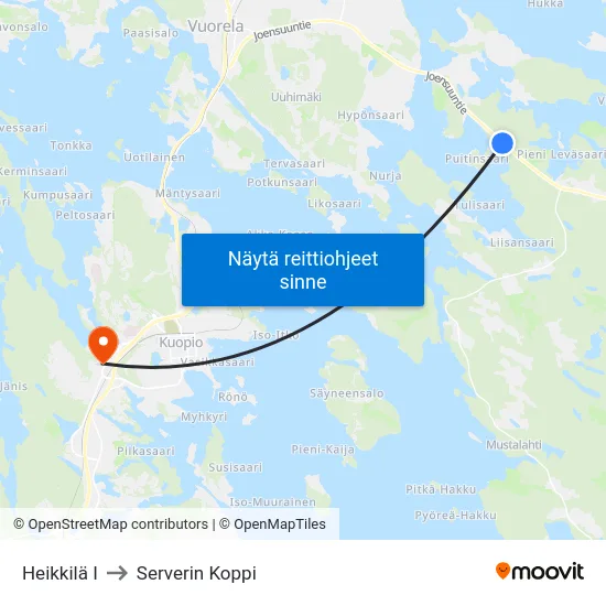 Heikkilä I to Serverin Koppi map