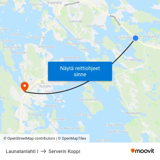 Launatanlahti I to Serverin Koppi map