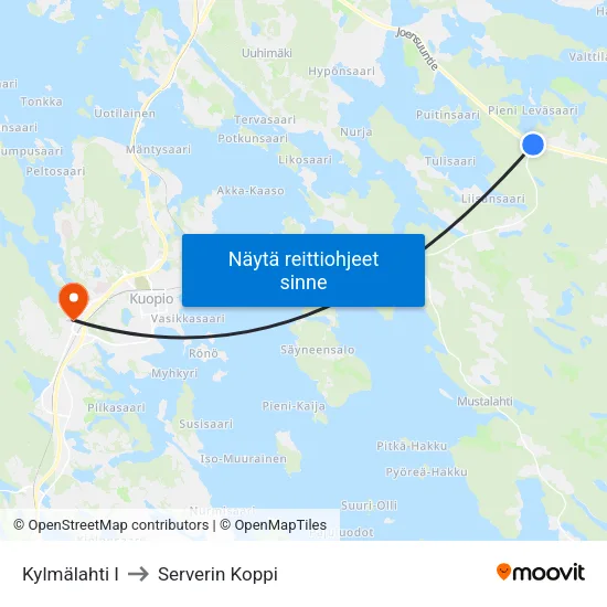 Kylmälahti I to Serverin Koppi map