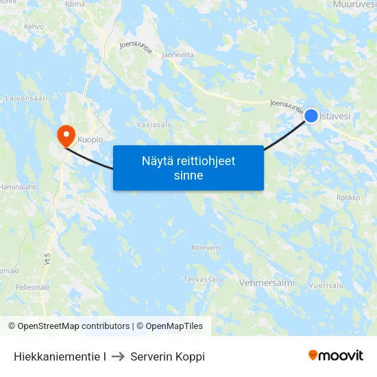 Hiekkaniementie I to Serverin Koppi map