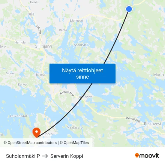 Suholanmäki P to Serverin Koppi map