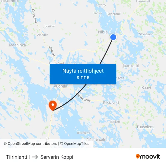 Tiirinlahti I to Serverin Koppi map