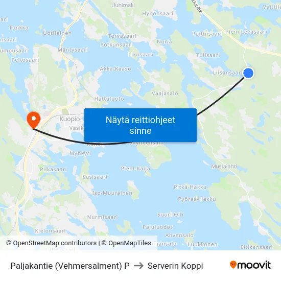 Paljakantie (Vehmersalment) P to Serverin Koppi map