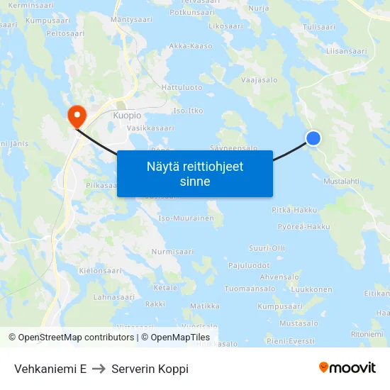 Vehkaniemi E to Serverin Koppi map