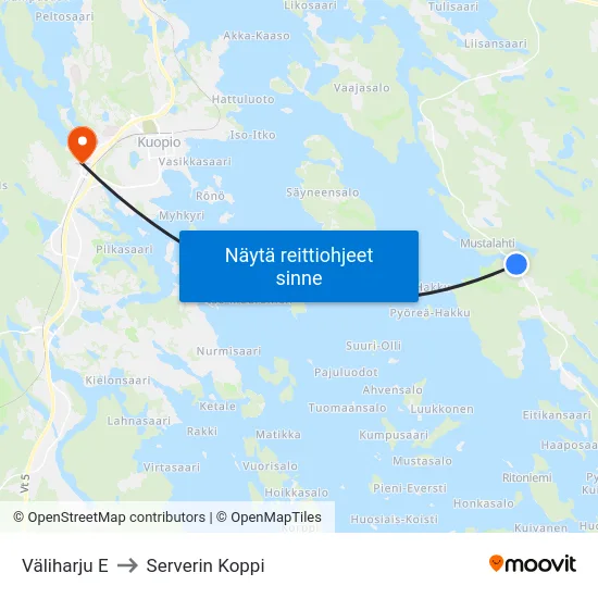 Väliharju E to Serverin Koppi map