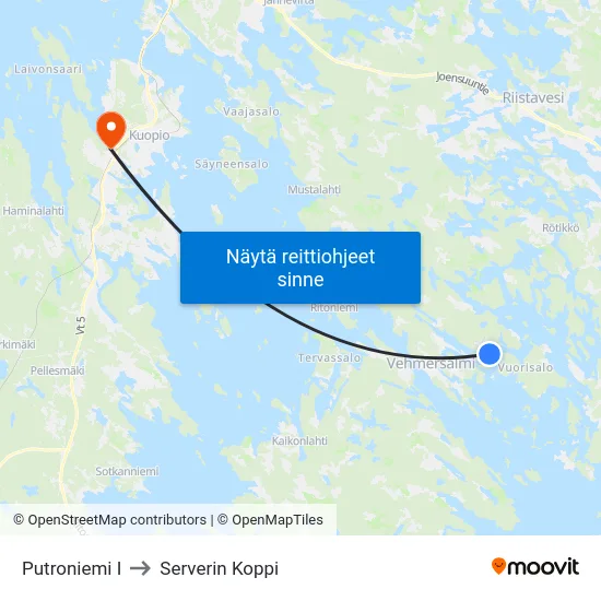 Putroniemi I to Serverin Koppi map