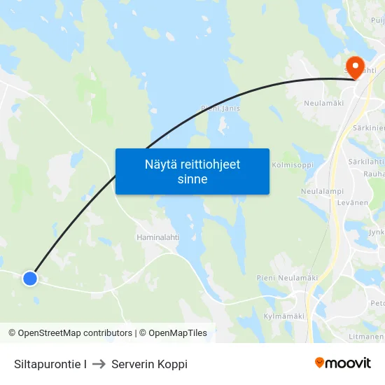 Siltapurontie I to Serverin Koppi map