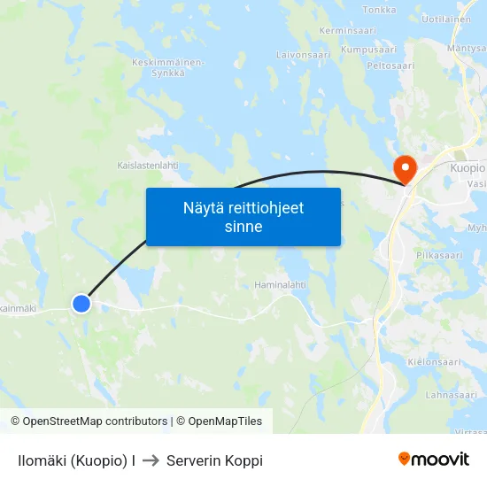 Ilomäki (Kuopio) I to Serverin Koppi map