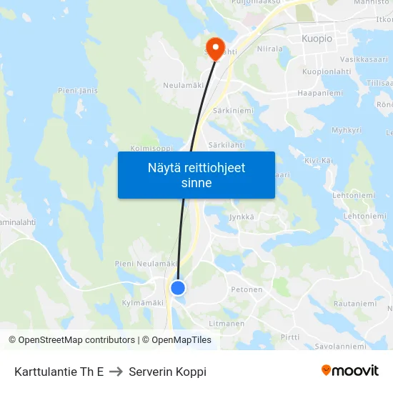Karttulantie Th E to Serverin Koppi map