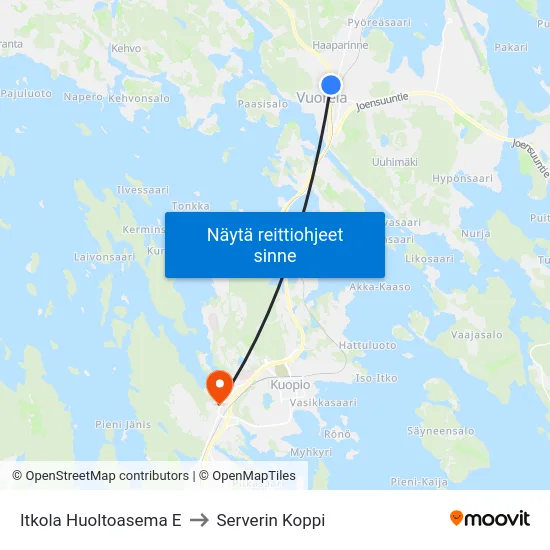 Itkola Huoltoasema E to Serverin Koppi map