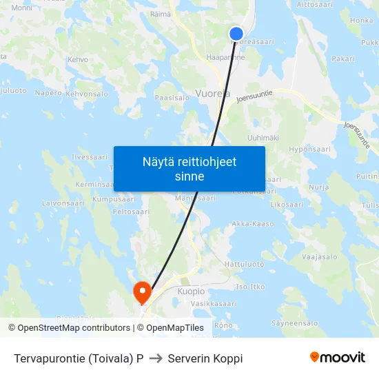 Tervapurontie (Toivala) P to Serverin Koppi map