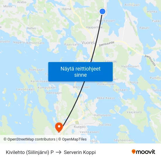 Kivilehto (Siilinjärvi) P to Serverin Koppi map