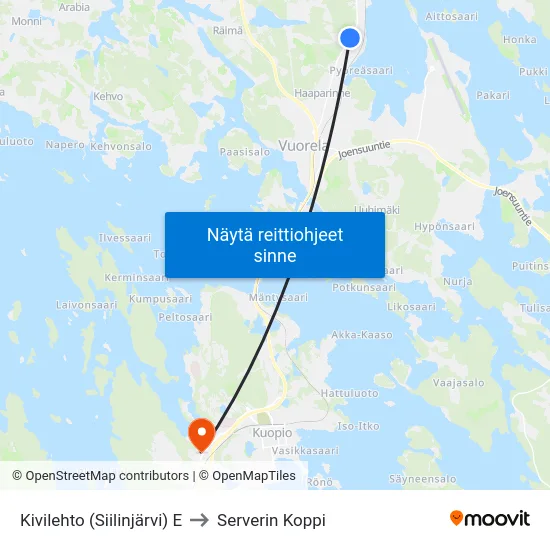 Kivilehto (Siilinjärvi) E to Serverin Koppi map