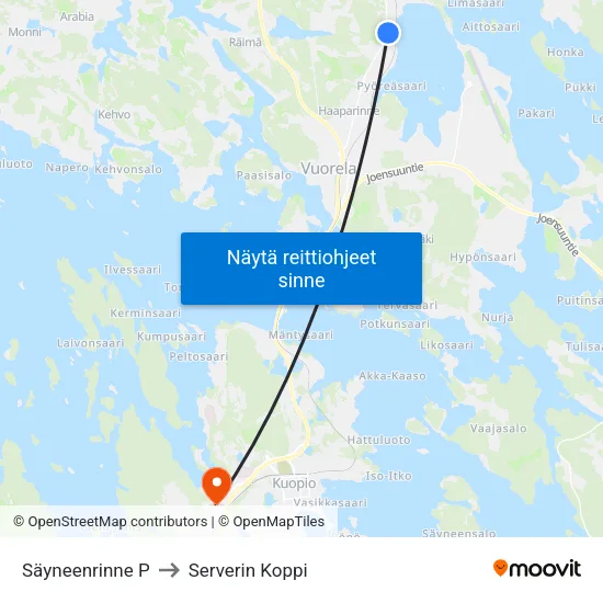 Säyneenrinne P to Serverin Koppi map