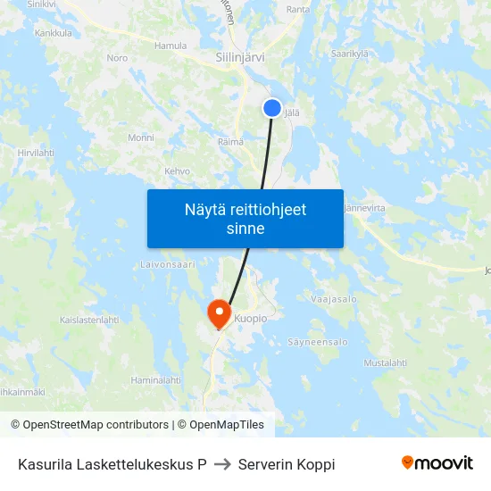 Kasurila Laskettelukeskus P to Serverin Koppi map