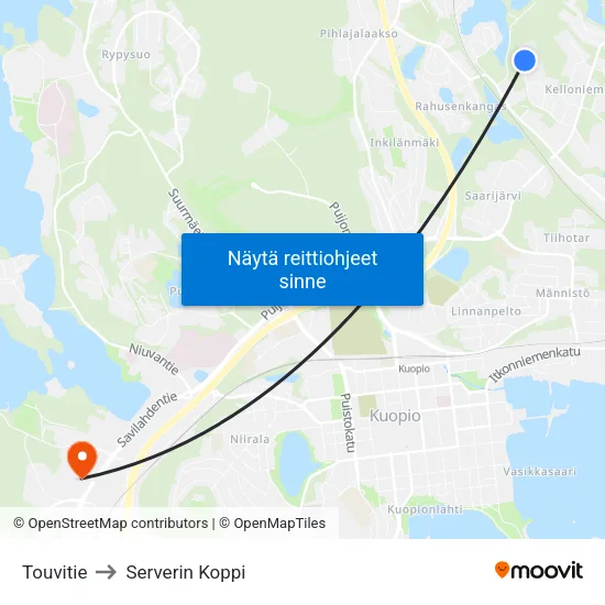 Touvitie to Serverin Koppi map