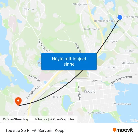 Touvitie 25 P to Serverin Koppi map