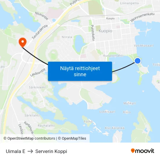 Uimala E to Serverin Koppi map